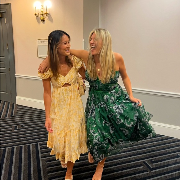 Green Floral Women's Dress - Picture 2 of 5